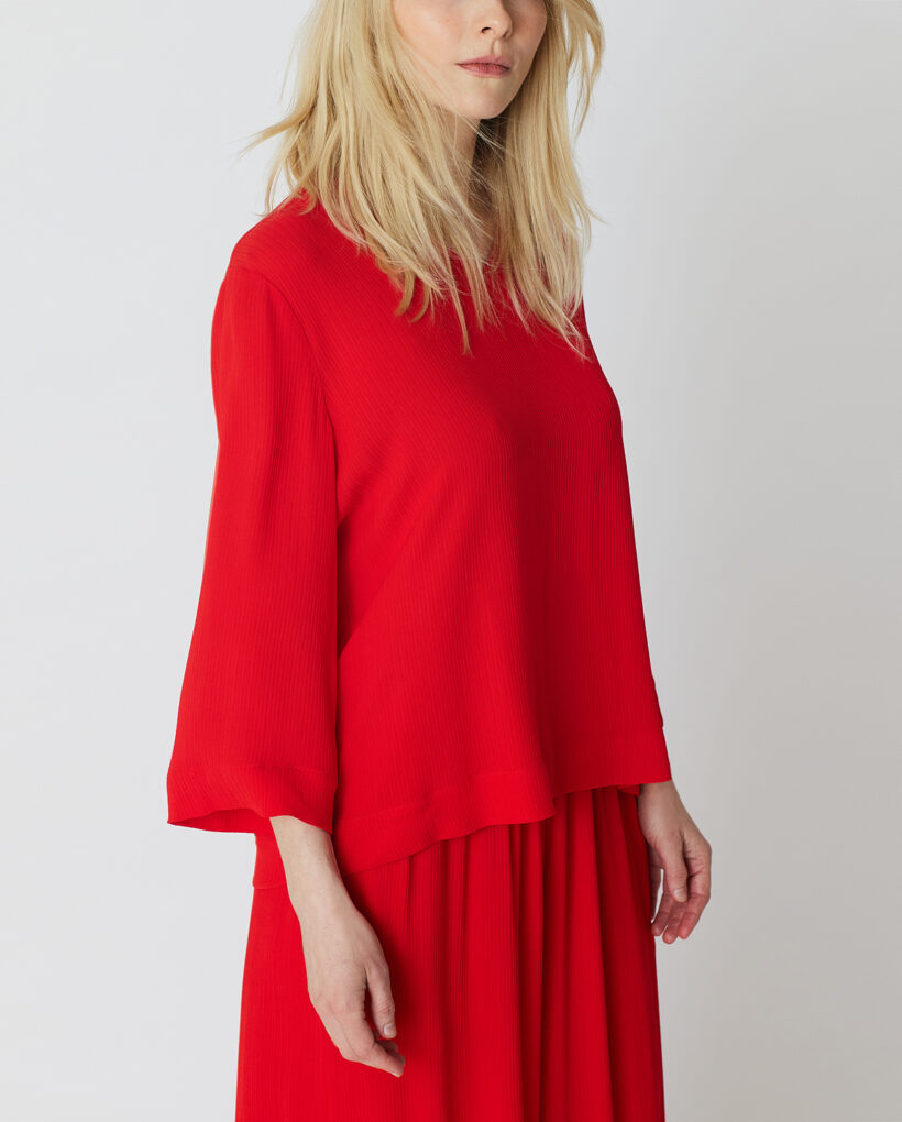 PLIÉ Crumpled Viscose Top Pants Red